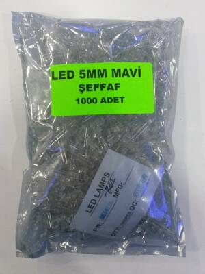 LED-5MM MAVİ ŞEFFAF 05141BC 2000-2500 mcd LE.036 25-30der - 1000 Adet - 1